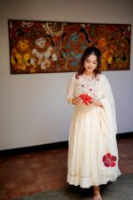 Premium Mul Chanderi Applique Flower Anarkali