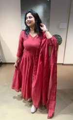 Mul Chanderi Laced Anarkali - Image 2